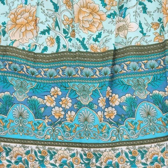 Off The Shoulder Bell Sleeve Blouse Top Women Size 2XL Floral Print Boho Summer - Picture 9 of 9